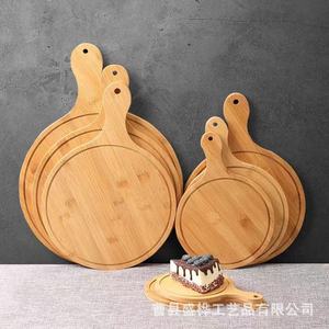 Bandejas de servir de madera maciza redondas de 6 a 13 pulgadas con asa para postres, pizza, pan, fiestas, uso en hoteles - Product Image 1