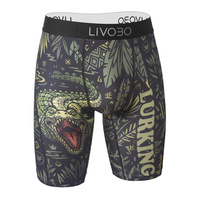 Boxers pour hommes personnalisés en polyester et élasthanne avec imprimé crocodile de la jungle et ceinture à logo