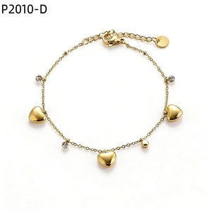 Pulsera Amy Amy con Dijes, Chapada en Oro, con Corazón de Circonio, Joyería para Mujer, Regalo, Pulseras de Moda - Product Image 1