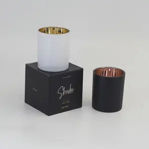 Varal de vidro preto ou branco com tampas, para fazer velas, recipientes de luxo, rosa dourado