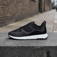 Chaussures de course à lacets en cuir véritable avec semelle intermédiaire en caoutchouc noir et blanc, confortables, de haute qualité, anti-odeur, personnalisables