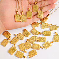 Collier tendance plaqué or 18 carats avec initiale en forme de lettre, pendentif en nacre, bijoux en acier inoxydable A-Z