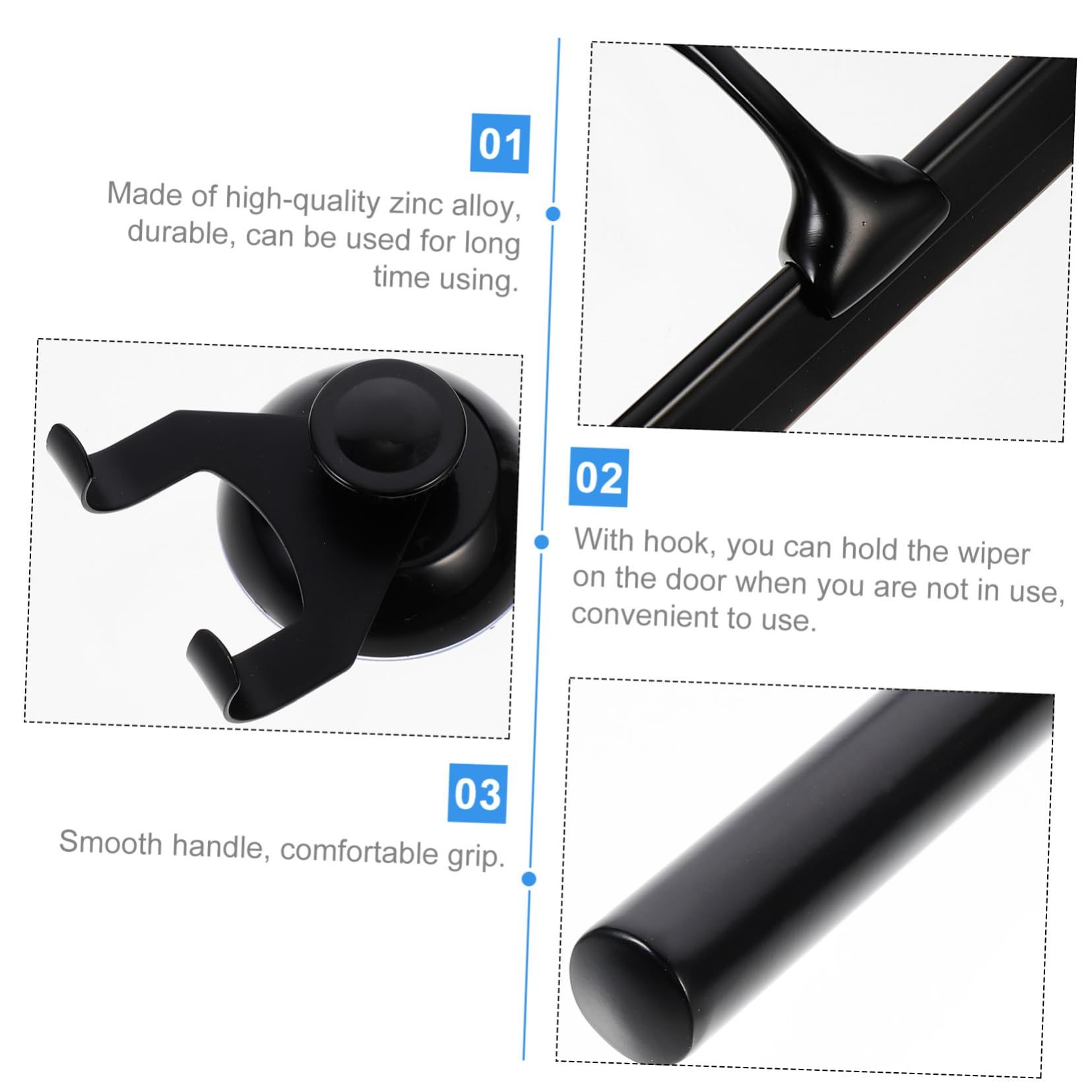 Hot New Design Zinc Alloy for Bathroom and Shower Window Cleaning Stocked Glass Squeegee Custom Shower Wiper for Cleaning · image 3