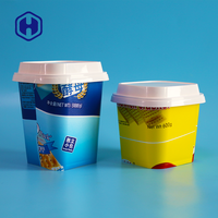 Gobelet en plastique jetable personnalisé PP IML sans BPA, de qualité alimentaire, recyclable, pour yaourt glacé, crème glacée, nouilles instantanées, avec couvercles