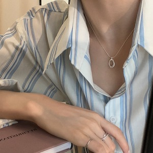 S925 Sterling Silver Geometric <b>Necklace</b> Irregular <b>Ring</b> Pendant 405cm Chain Gift Jewelry - Product Image 2