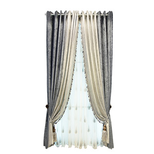 Advanced Elegent <strong>Grey</strong> Blackout <strong>Crush</strong> <strong>Velvet</strong> Tassel Trimming <strong>Curtains</strong> - Product Image 4