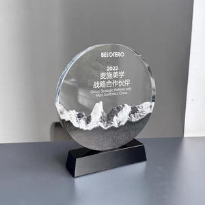 Plaque de récompense <span class=keywords><strong>en</strong></span> marbre avec logo personnalisé <span class=keywords><strong>en</strong></span> gros, avec cristal rond <span class=keywords><strong>en</strong></span> verre, trophée MH-J0571 - Product Image 1