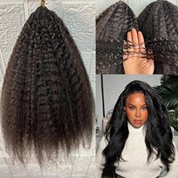 Extensions de cheveux humains Remy tressées au crochet, style bohème, 100 % vierges brésiliennes, texture Kinky Straight Yaki, fabriquées à la machine