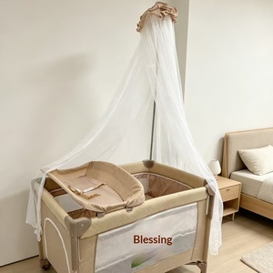 Cuna de Metal Plegable Portátil para Bebé, Cama para Bebé con Protección Anticaídas, Mesa para Cambiar Pañales - Product Image 4