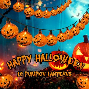 Guirnalda de Luces de Calabaza de Halloween de 8.5 Pies, 10 Linternas LED de Calabaza Transparentes, Clasificación IP65, CRI 90, Decoración Interior y Exterior - Product Image 2