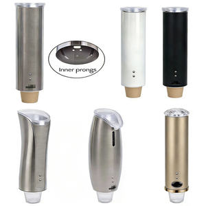 Distributeur de gobelets mural en acier inoxydable personnalisable en capacité/taille avec crochets intérieurs |   Porte-gobelet pour refroidisseur d'eau - Product Image 1