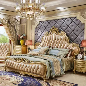 Amerikaanse Antieke Luxe Meisje Bed Kamer Sets Royal King Size Full Spiegel Queen Tweepersoonsbed Set Voor Meisjes Slaapkamer Meubels