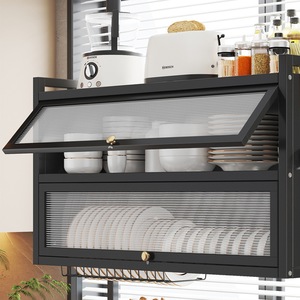 Scaffale in metallo a doppio livello per lavello da cucina <span class=keywords><strong>con</strong></span> sportello antipolvere, scolapiatti multifunzionale per <span class=keywords><strong>spezie</strong></span> e stoviglie - Product Image 3
