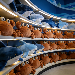 Jouets en peluche personnalisés en gros, doux, mignons, kawaii, animaux de dessin animé (<span class=keywords><strong>requin</strong></span>, crabe) pour la décoration de fêtes sur le thème marin - Product Image 1