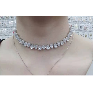 Chất Lượng Cao Lê Cắt Cubic Zirconia Lấp Lánh Tennis Choker Vòng Cổ Cho Đảng Prom Pageant Kỷ Niệm Đám Cưới - Product Image 5