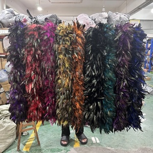 2メートル長いルースターチキンフェザーボアブラックDIYスカーフ染めパターン工芸用ショールウェディングパーティー服コスプレデコレーション - Product Image 6