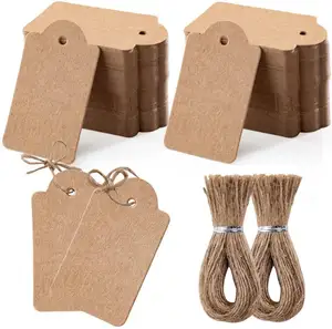 Étiquettes cadeaux de qualité supérieure avec racine ficelle de jute naturelle, étiquettes de prix en papier kraft disponibles double face, étiquettes d'artisanat Jewe