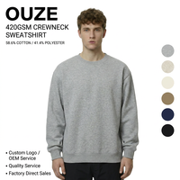 Sweat-shirt à col rond pour homme, 420 g/m², en molleton, surdimensionné, streetwear, uni, couleur unie, logo personnalisé, vêtements d'hiver unisexes