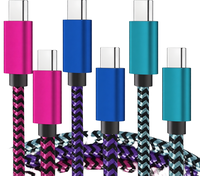 Câble USB vers USB C tressé en nylon, charge rapide 3A, longueur 1,2 mètre (3 pieds, 6 pieds) pour Samsung, nouveau iPhone