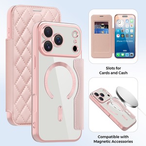 Funda de cuero magnética hueca Yadun con ranura para tarjetas y cubierta transparente para teléfono IP17PRO 17PROMAX - Product Image 3