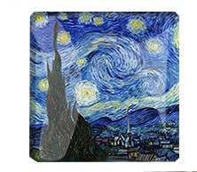 Imanes Promocionales Magnéticos Suaves para Refrigerador con Diseño de la Noche Estrellada de Van Gogh y Girasoles, en Forma de Cuadrado de Cristal - Product Image 1