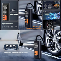 New 32L/min Tire Inflator Portable for Car Tires with Digital Pressure Gauge, LED Lights, Portable Wireless Auto Pump