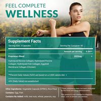 Collagène sans gluten pour adultes, 5 types de collagène d'origine alimentaire (types III, IV, X), soutient la santé des articulations et des os, capsules de peptides de collagène, 180 unités.