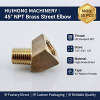Sambungan Pipa Kuningan 45 Derajat Model Elbow NPT Male X Female Taper Thread 1/8" 1/4" 3/8" NPT untuk Kompresor Udara, Gas, Hidrolik