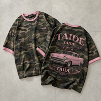 TaiDe OEKO-TEX Moto Grafik-T-Shirt 280GSM Acid Wash Flammen-Buchstaben Distressed Ripped Oversized Individuelles Logo OEM ODM Großhandel Herren