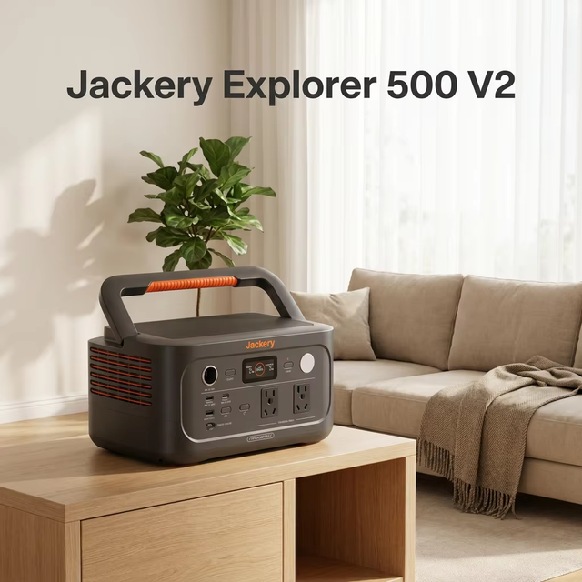 Off-Grid Solar Energy Station Jackery 500V2 500W LiFePO4 Battery Fast Charging Outdoor Portable Generator with LCD Display 220V