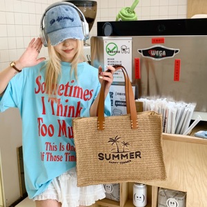 Custom Logo <b>Straw</b> Beach Bags Women Woven <b>Handbag</b> Large Capacity Tote <b>Straw</b> Bags - Product Image 4