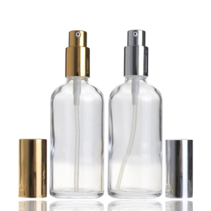 ขวดน้ำหอมแก้วหรูหรา 100 มล. ขวดใสพร้อมหัวฉีดสเปรย์อะลูมิเนียมสีทอง - Product Image 3