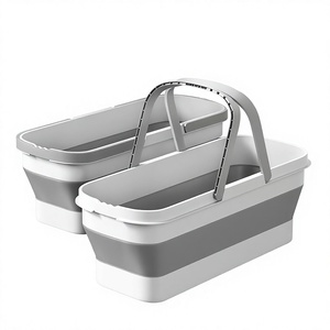 <span class=keywords><strong>Seau</strong></span> à serpillière pliable rétractable en plastique avec roues, design rectangulaire, grande capacité de stockage d'eau - Product Image 1