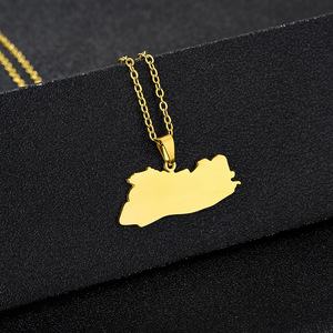 Stainless Steel Turkey Map Outline Charm Link Chain Necklace 18K Gold Plated Turkish Map <strong>Turks</strong> Pendant Necklace - Product Image 2