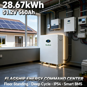 Baterai Lithium Ion 28kWh 48V 51.2V 560Ah untuk Sistem Tenaga Surya Off Grid, Tipe Berdiri Lantai dengan Roda - Product Image 1