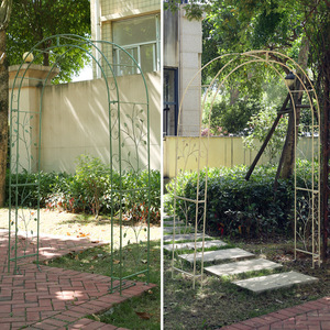 Arc de rose avec arche décorative pour oiseaux en fer, support pour plantes grimpantes, support pour plantes moderne du milieu du siècle - Product Image 1