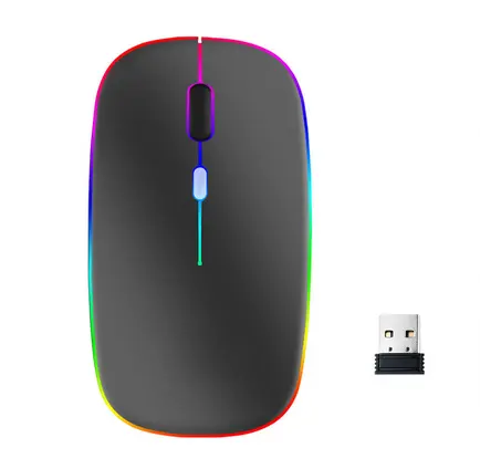 Custom 2.4GHz bluetooth 5.0 Dual Mode wireless mouse silent LED RGB backlight Rechargeable Gaming wireless mouse for laptop ipad