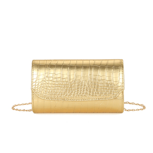 Sac de soirée élégant et étanche pour femme, motif crocodile doré, de luxe, avec chaîne, bandoulière, pochette enveloppe, par Bell - Product Image 6
