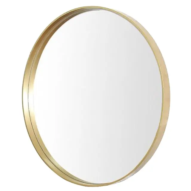 decorative wall mirror with round aluminum alloy frame gold