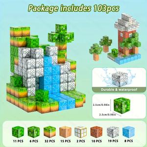 Ensemble de blocs de construction magnétiques pour enfants, mon monde de glace et de neige, puzzle de construction de maison, mine, grotte souterraine, blocs magnétiques - Product Image 4