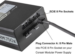 Örgülü ATX PSU 8 Pin erkek çift 8 Pin 6 + 2 PCIe erkek GPU güç kaynağı adaptörü kablo elektronik uygulamalar için - Product Image 2