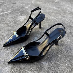 Nuove <span class=keywords><strong>scarpe</strong></span> da <span class=keywords><strong>sposa</strong></span> rosse con Slingback da <span class=keywords><strong>donna</strong></span> tacchi alti francesi con cinturino rosso e vino sandali con tacco alto vuoti - Product Image 2