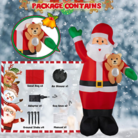 Père Noël gonflable de 8,5 pieds avec ours en peluche et lumière LED, ornement de Noël pour la cour, la pelouse, la maison, la décoration extérieure des fêtes