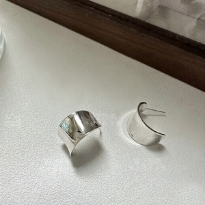S925 Sterling Silver Wide <b>Cuff</b> <b>Earrings</b> Geometric Design Minimalist Everyday Wear - Product Image 1