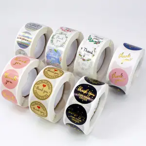 Lijm Waterdicht Logo Envelop Afdichting Verpakking Labels Roll Ronde Dank U Stickers Print Ronde 2.5 Cm Voor Kleine Bedrijven