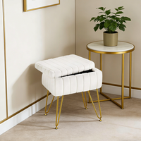Pouf ottoman moderne en velours blanc, tabouret en bois, siège rond, repose-pieds pour chambre à coucher avec fonction de rangement, vente en gros de meubles pour la maison