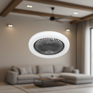 Ventilador de Techo LED con Luz, 9.44 Pulgadas, Casquillo E27, Regulable, 3 Velocidades, Control Remoto, Montaje Empotrado, Diseño Moderno para Sala de Estar - Product Image 2