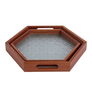 Bandeja de Vidrio con Relieve de Begonia Estilo Japonés Vintage para Té, Café, Dulces, Aromaterapia y Almacenamiento - Product Image 1