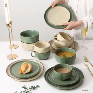 طقم أواني طعام بورسلين أدوات مائدة منزلية أطقم طاولات عشاء فاخرة نوردية بورسلين غير لامع أواني طعام - Product Image 3