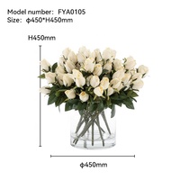 Bouquet de roses artificielles réalistes de qualité supérieure avec vase en verre pour salon et mariage décoration de maison de luxe